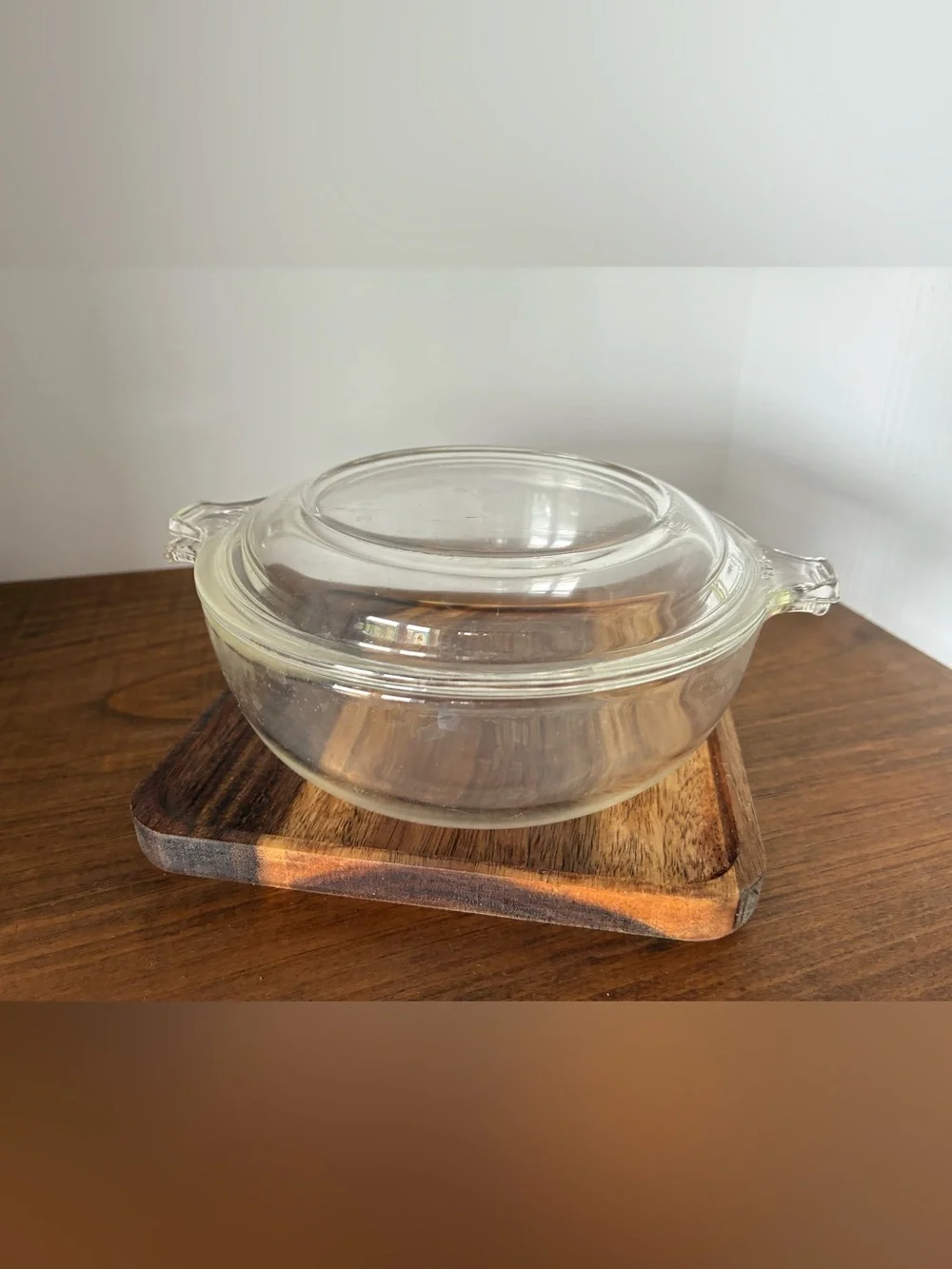Pyrex 019 600ml Clear Glass Casserole Dish w Lid Round Corning USA